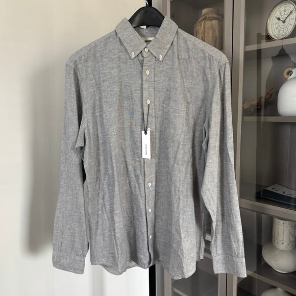 Taylor Stitch The Jack Blue Sky Club Shirt 44 NEW Woven Linen Cotton Long Sleeve - Picture 2 of 7